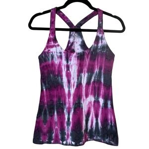 Pure Karma NWT Purple Gray Tie Dye Compression Racerback Tank Top Size Medium